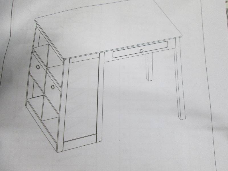 White Task Table with Side Shelving...