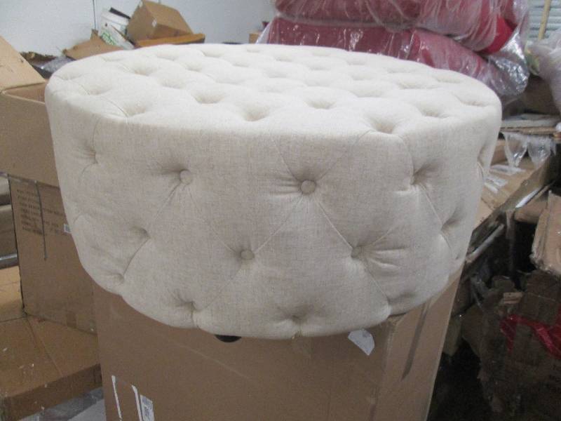 Large 35 inch Linen Colored Tufted ...