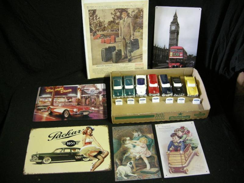 lot 87 image: Dept 56 Cars and Tin Signs