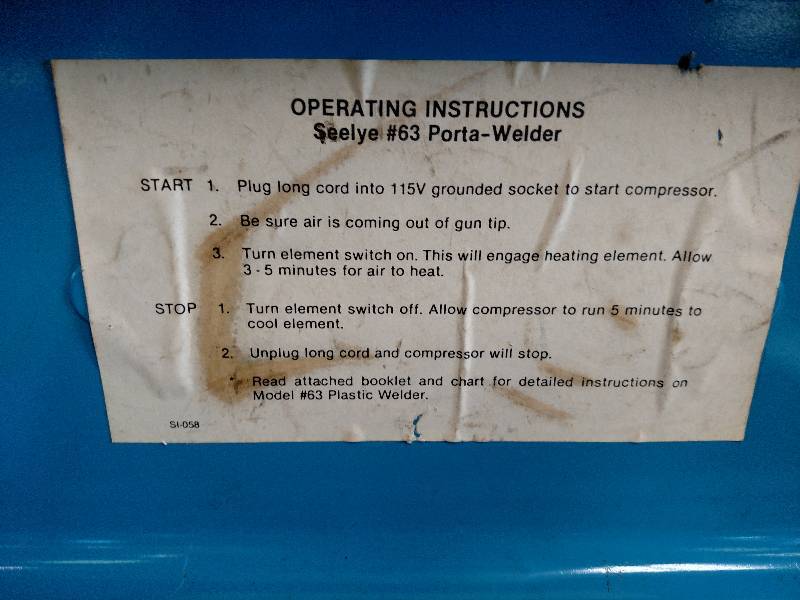 lot 56 image: Seelye #63 Porta-Welder Plastics We...
