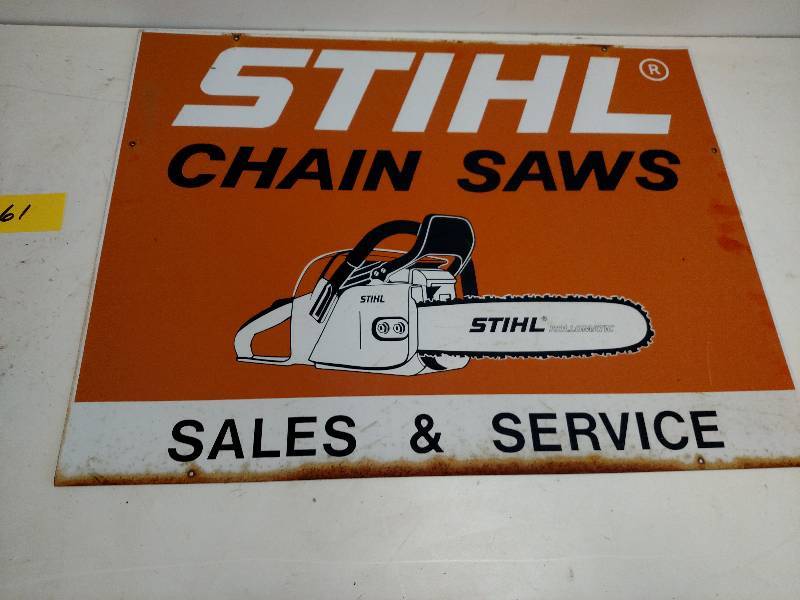 lot 61 image: Stihl Porcelain Sign, 2-Sided, 36x2...
