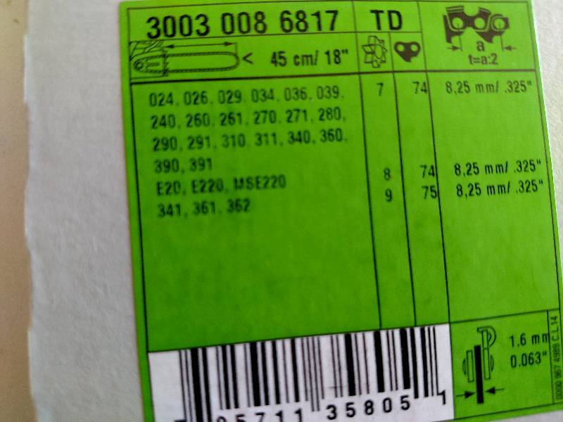 lot 308 image: Stihl 18 Chainsaw Bar, New...