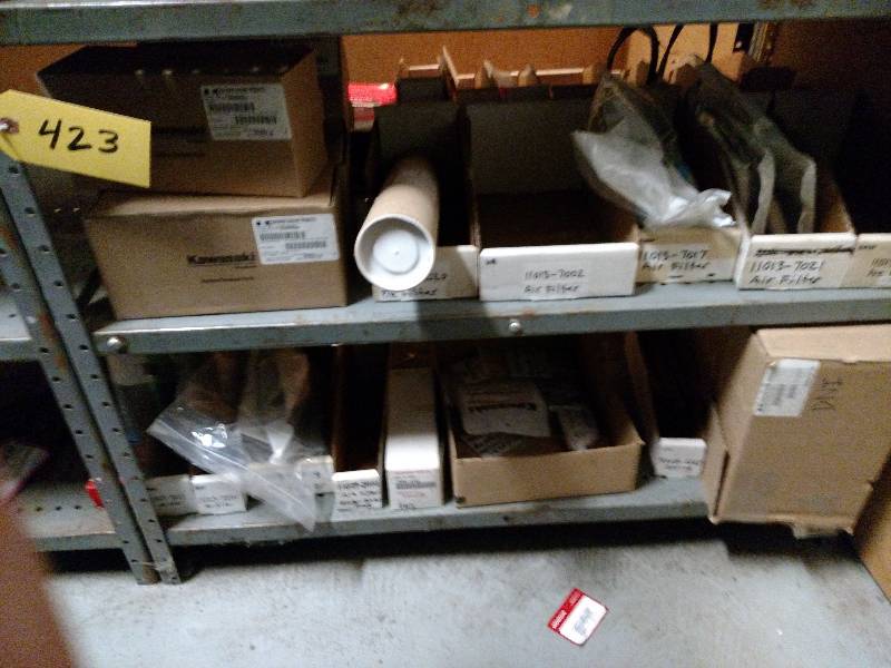 lot 423 image: Kawasaki Parts on (2) Shelves...