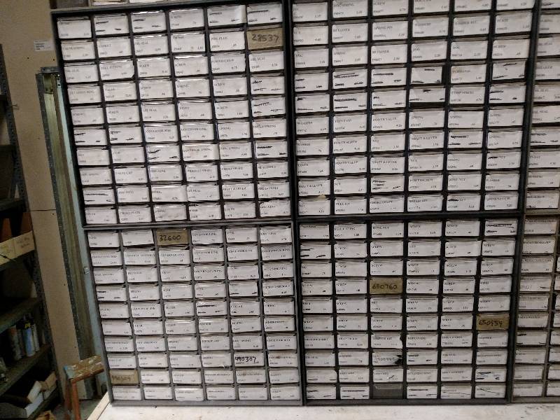 lot 406 image: (4) 60 Drawer Parts Cabinets with T...