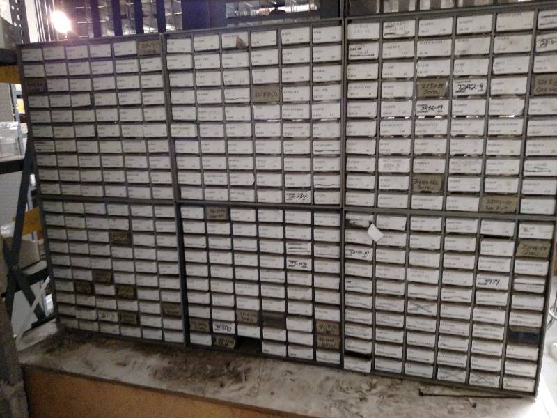 lot 409 image: (6) 60 Drawer Parts Cabinets with T...