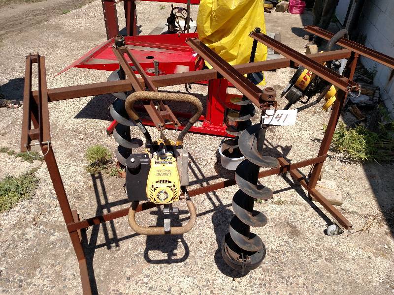lot 41 image: Rolling Rack with Augers, Parts or ...
