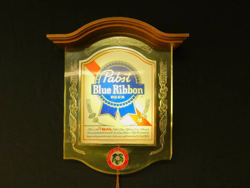 lot 13 image: Pabst Blue Ribbon Beer Crystal Heritage Back Bar Light-Up Sign