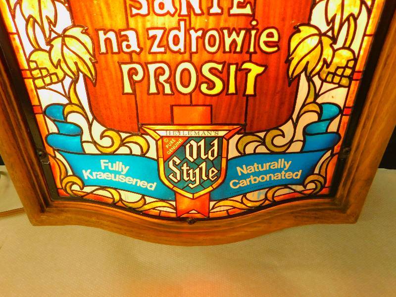 Vintage Heilemans Old Style Beer Motion Stained Glass Light Up Advertising  Sign - Matthew Bullock Auctioneers
