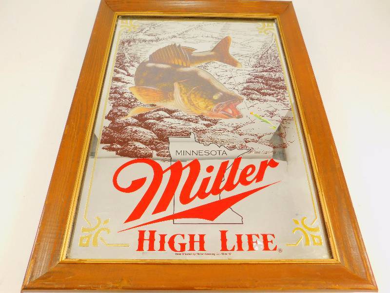 lot 21 image: Framed 1st Edition Miller High Life Sportsmens Series Walleye Mirror Print