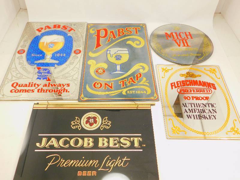 lot 25 image: Lot of 5 Alcohol-Related Mirrors