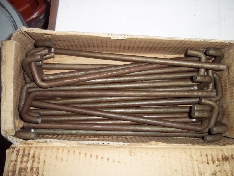 lot 2 image: Box of 7 Hooks 11 Long Weighs 11 lbs Can be used as Tent Stakes