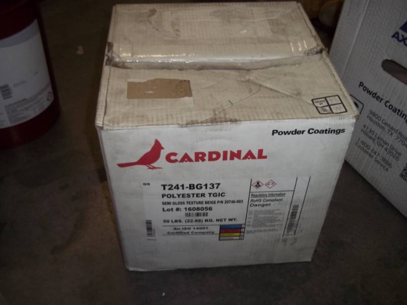 lot 26 image: Power Coated Paint 50lbs Semi Gloss Beige