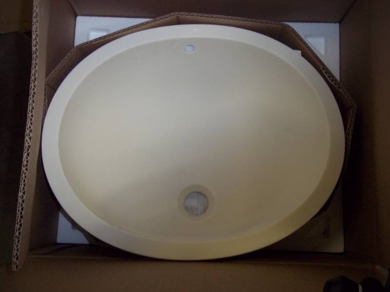 lot 96 image: Corian Lavatory Sink Bisque Bathroom Sink