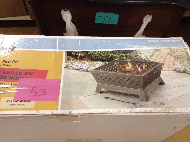 lot 53 image: Hampton Bay Tipton 34 in. Steel Deep Bowl Fire Pit in Oil Rubbed Bronze open box never used