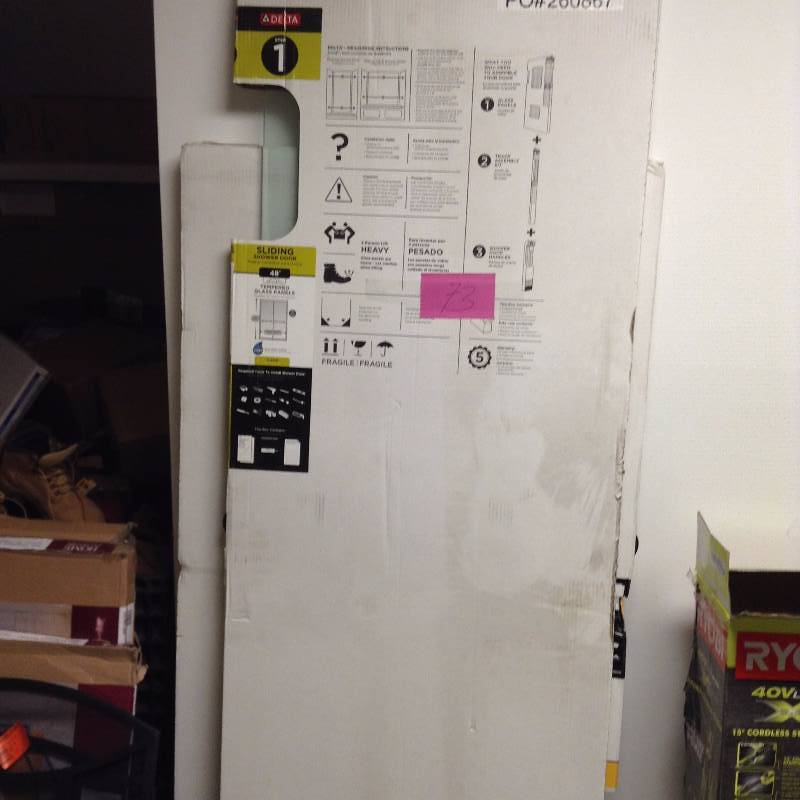 lot 73 image: Delta 48 in. Sliding Shower Door Glass Panels in Clear (1-Pair)-SDGS048-CL-R New