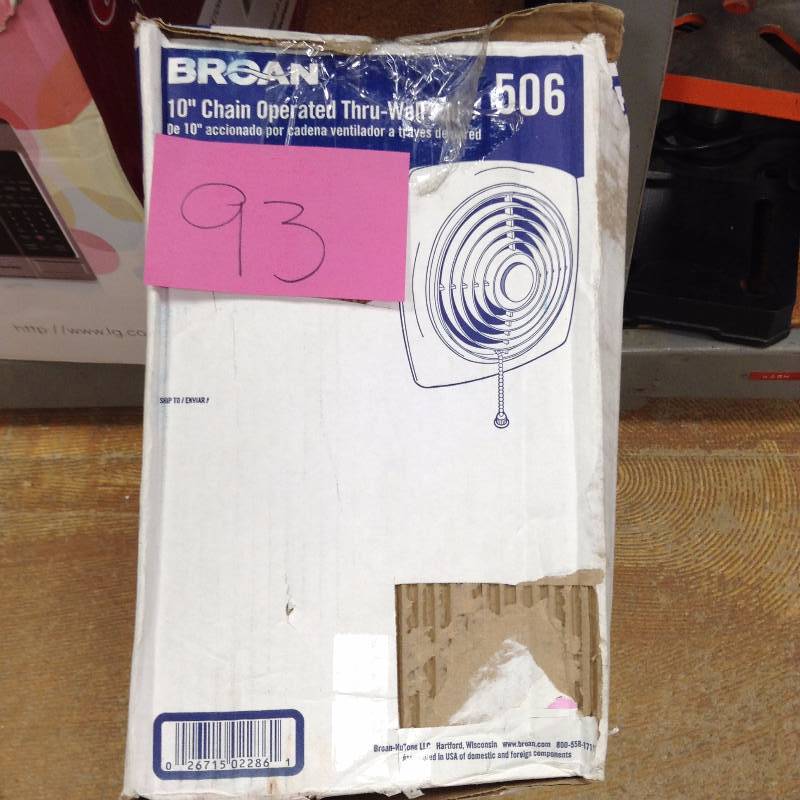 lot 93 image: 506 Utility Fans -Bath and Ventilation Fans - Broan open box never used
