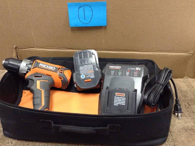 lot 1 image: RIDGID GEN5X 18-Volt Lithium-ion Cordless Brushless 12 in. 2-Speed DrillDriver Kit in like New working con ditions