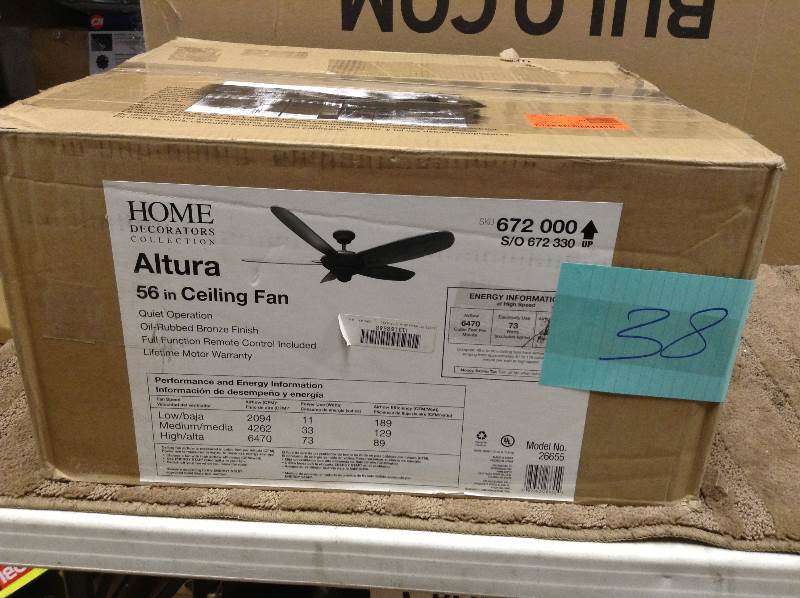 lot 38 image: Home Decorators Altura 56 in Ceiling Fan