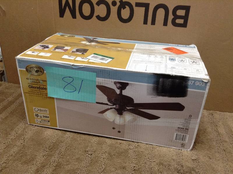 lot 81 image: Hampton Bay Glendale 42 in. Oil-Rubbed Bronze Ceiling Fan open box never used