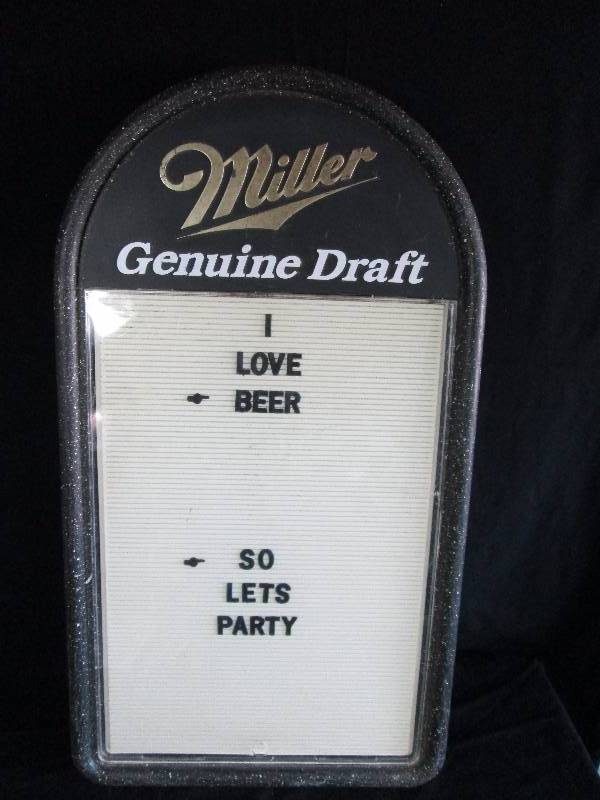 lot 138 image: Miller Genuine Draft Menu Board