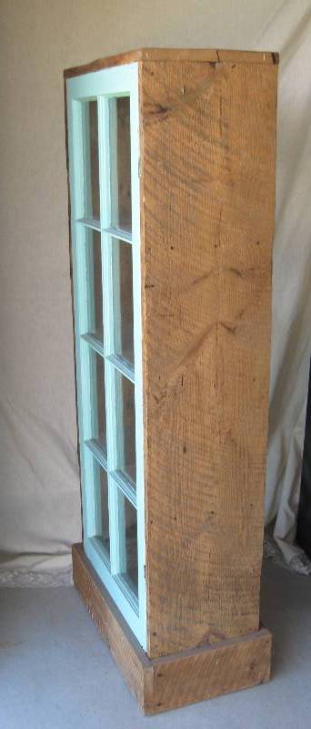 lot 5 image: Upcycled, Window Front  Open Back Display Case  Bookshelf