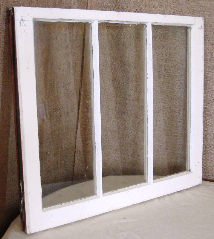 lot 98 image: (2) Vintage, 3 Glass Pane Window Sashes