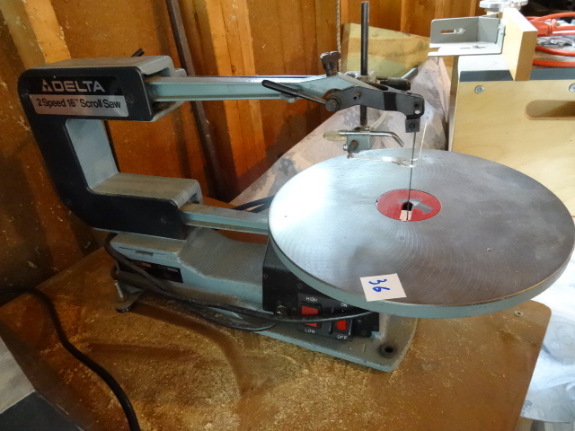 lot 36 image: Delta 2 Speed 16 Scroll Saw. Works