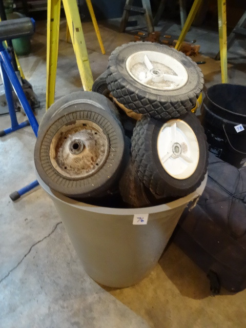 lot 76 image: Large Qty of Misc Lawn Mower Wheels