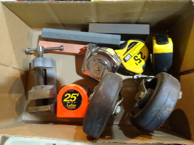 lot 133 image: Drill Press Vise Tape Measurers Casters