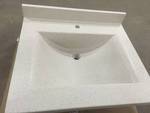 lot 21 image: Swan Contour 25 in. W x 22 in. D x 1014 in. H SolidSurface Vanity Top in Tahiti open box never used Model # CV2225-050