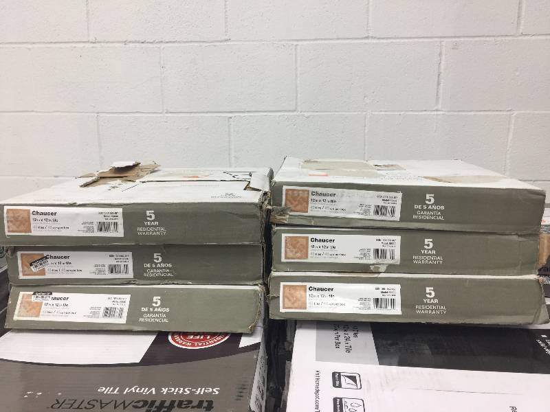 lot 5 image: TrafficMASTER 12 in. x 12 in. Chaucer Resilient Vinyl Tile Flooring (45 sq. ft.  case) Model#  5683C 6 cases