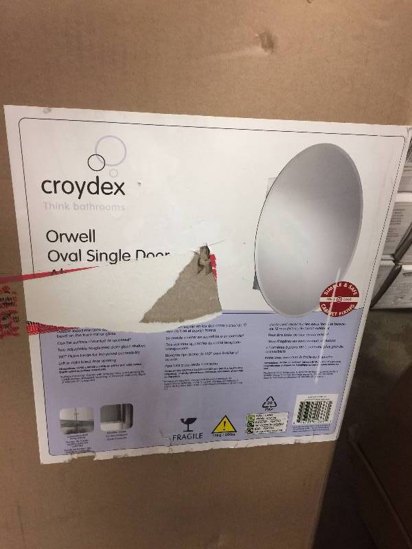lot 34 image: Croydex 21 in. W x 31 in. H Frameless Aluminum Recessed or Surface-Mount Bathroom Medicine Cabinet with Easy Hang System open box never used