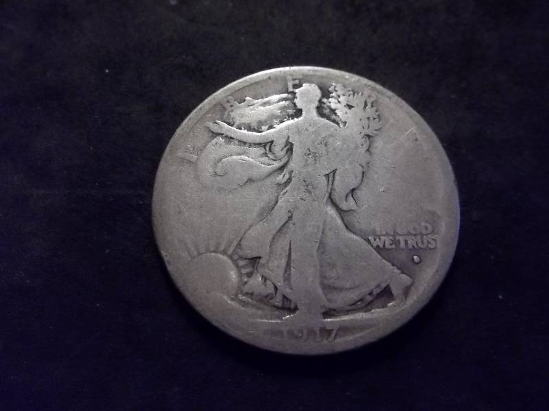 1917 D Mint Mark On Obverse (Front) Walker Half Dollar