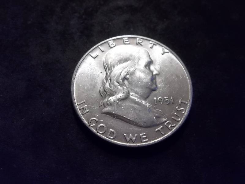1951 D Franklin Half Dollar Very High Grade MS With Full Bell (In MS65 $540.00)