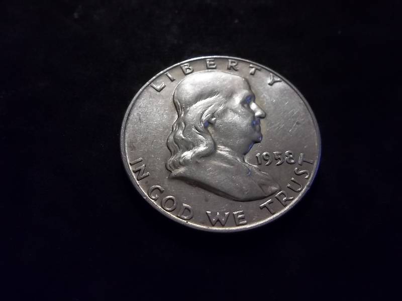 1958 D  Franklin Half Dollar High Grade MS With Full Partial Bell