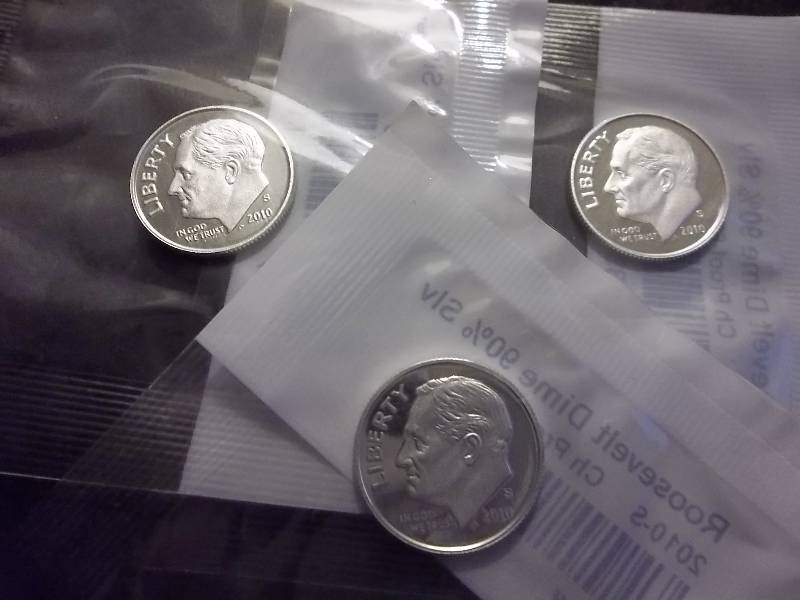 3-2010 S Roosevelt Dime Proofs 90% Silver In Original Packaging