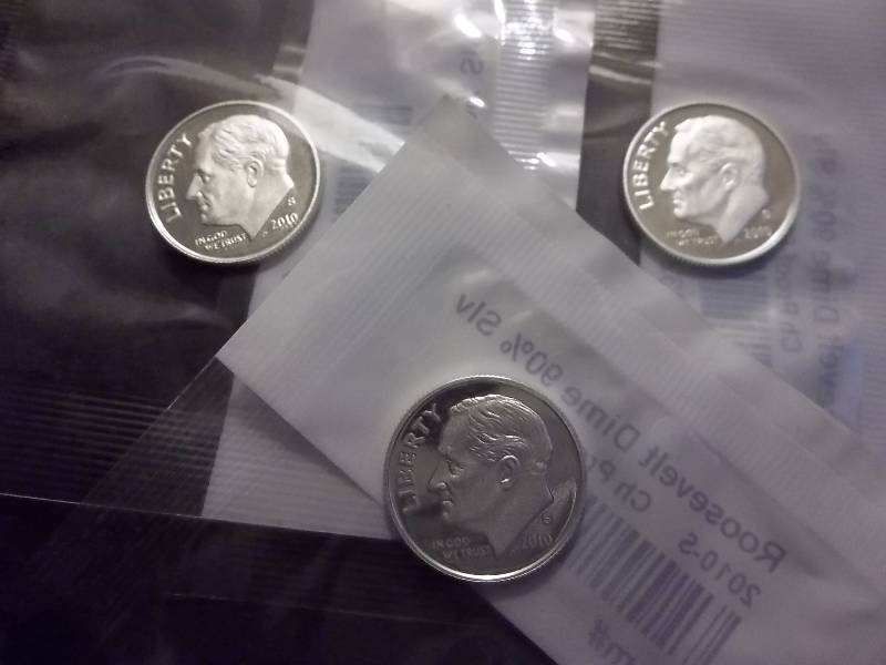 3-2010 S Roosevelt Dime Proofs 90% Silver In Original Packaging