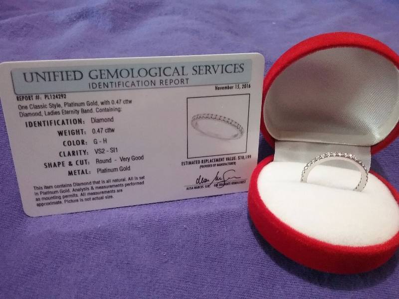 lot 79 image: Platinum Diamond Eternity Wedding Ring, .47 ctw, Color G-H, Clarity VS2-SI1