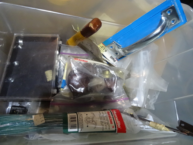 Tub of Misc Wood Hardware