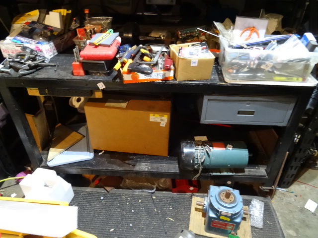 Metal Framed Work Bench on Wheels