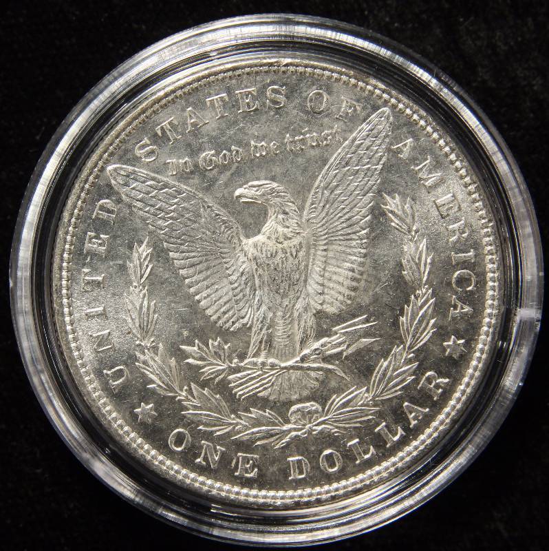 lot 01 image: 1898 MORGAN SILVER DOLLAR BU UNC PROOF LIKE IN AIRTITE HOLDER