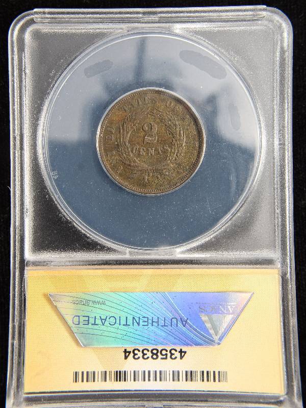lot 03 image: 1868 TWO CENT PIECE AU50 ANACS