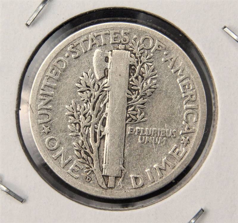 lot 14 image: 1920-D MERCURY SILVER DIME FINE