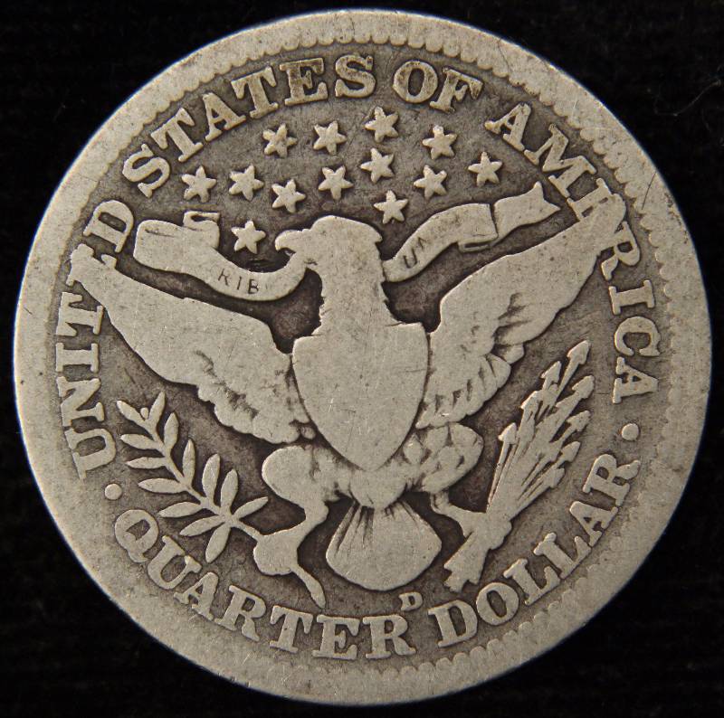 lot 16 image: 1916-D BARBER SILVER QUARTER GOOD
