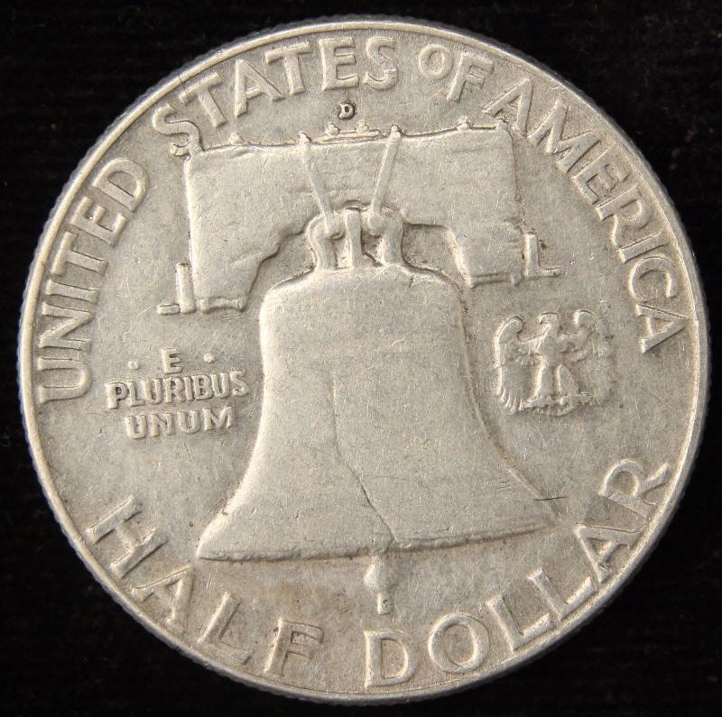 lot 22 image: 1962-D FRANKLIN SILVER HALF DOLLAR VF