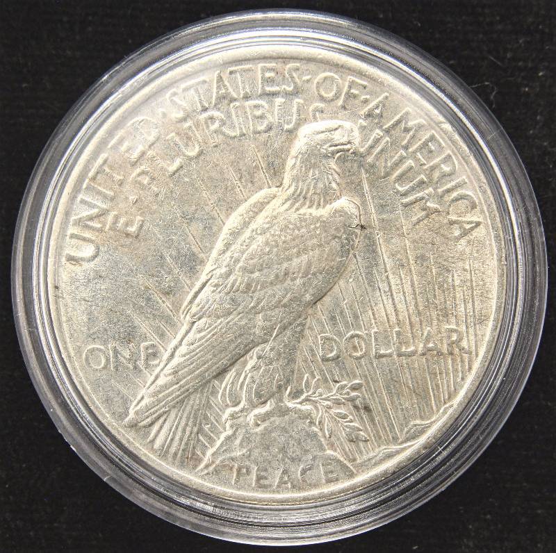 lot 25 image: 1923 PEACE SILVER DOLLAR AU IN AIRTITE HOLDER