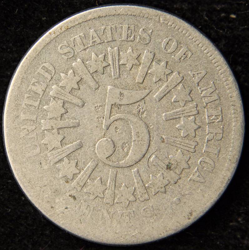 lot 30 image: 1866 US SHIELD NICKEL AG