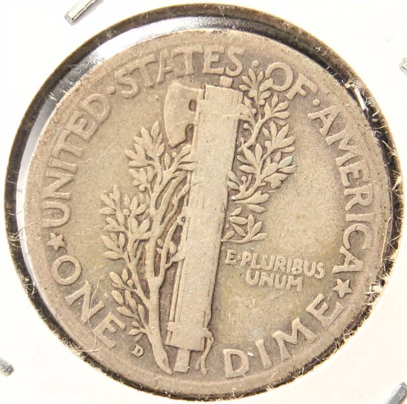 lot 41 image: 1929-D MERCURY SILVER DIME FINE