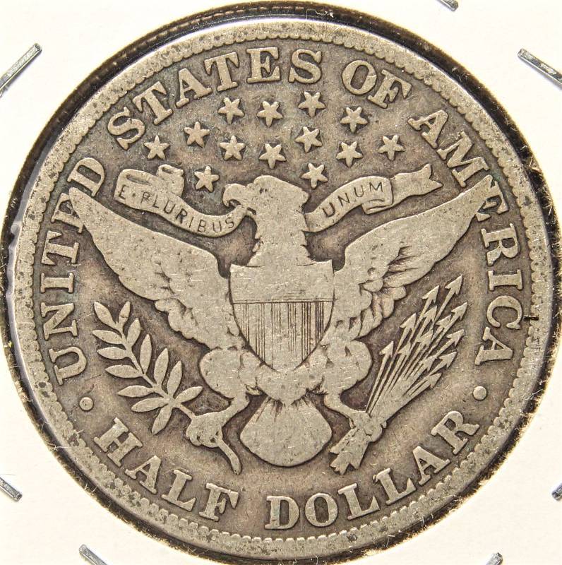 lot 51 image: 1907 BARBER SILVER HALF DOLLAR VG-FINE