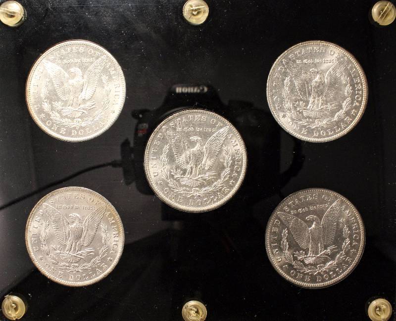 lot 56 image: GROUP OF 5 NEW ORLEANS MORGAN SILVER DOLLARS ALL BU-UNC 1883O, 1884O, 1885O, 1902O & 1904O
